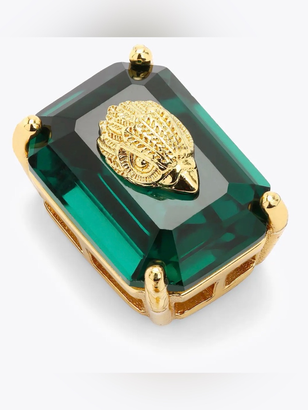 Kurt Geiger Gold-Embellished Dark Green Rectangular Crystal Studs